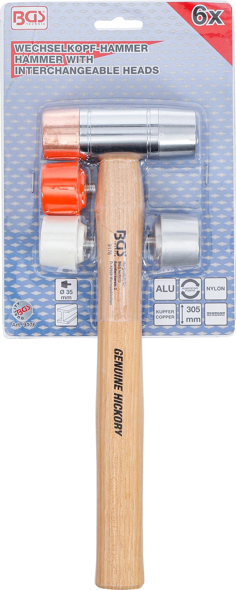 HAMMER WITH INTERCHANGEABLE HEADS | HICKORY HANDLE | Ø 35 MM (9176)