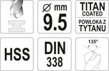 TWIST DRILL BIT HSS-TIN 9,5 MM (YT-44661)