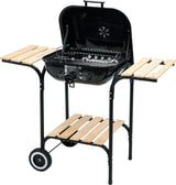 OUTDOOR BARBECUE / GRILL | WITH LID AND GRATES | WOODEN SHELVES (99581)