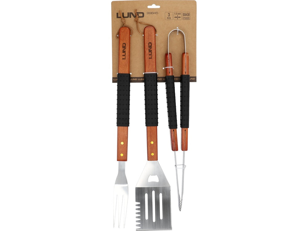 BBQ SET 3PCS, WOODEN HANDLE (99845)