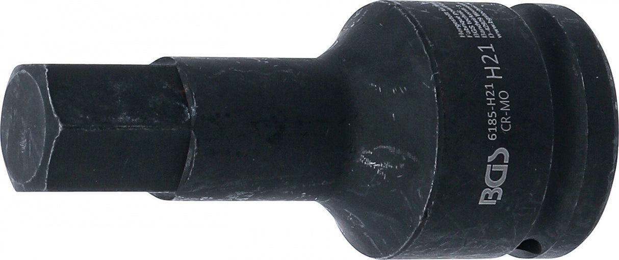 IMPACT BIT SOCKET | LENGTH 100 MM | 20 MM (3/4") DRIVE | INTERNAL HEXAGON 21 MM (6185-H21)
