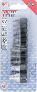 BIT SET | 6.3 MM (1/4") / 10 MM (3/8") DRIVE | T-STAR TAMPERPROOF (FOR TORX) | 11 PCS. (786)