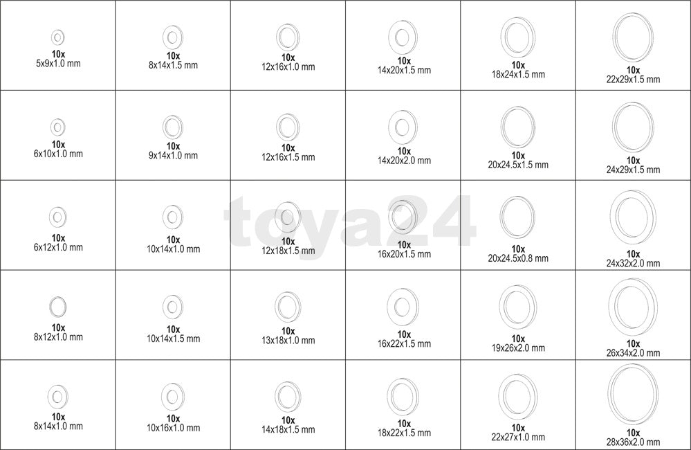 300 PCS COPPER SEALING RINGS (SOFT) (YT-06872)