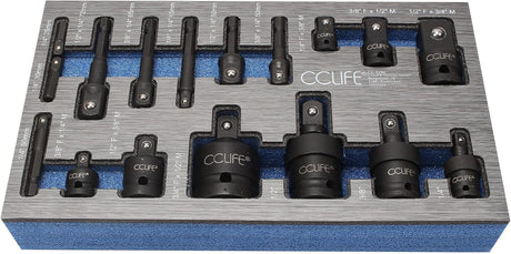 IMPACT ADAPTER AND UNIVERSAL JOINT SET | CR-MO | 17 PCS. (H640617)