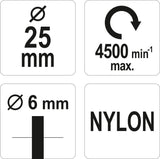 CUP BRUSH NYLON 25MM FOR DRILL (YT-47780)