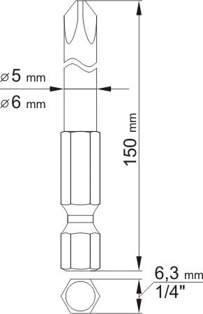 SCREWDRIVER BITS - PH1; PH2 L150MM (YT-0489)