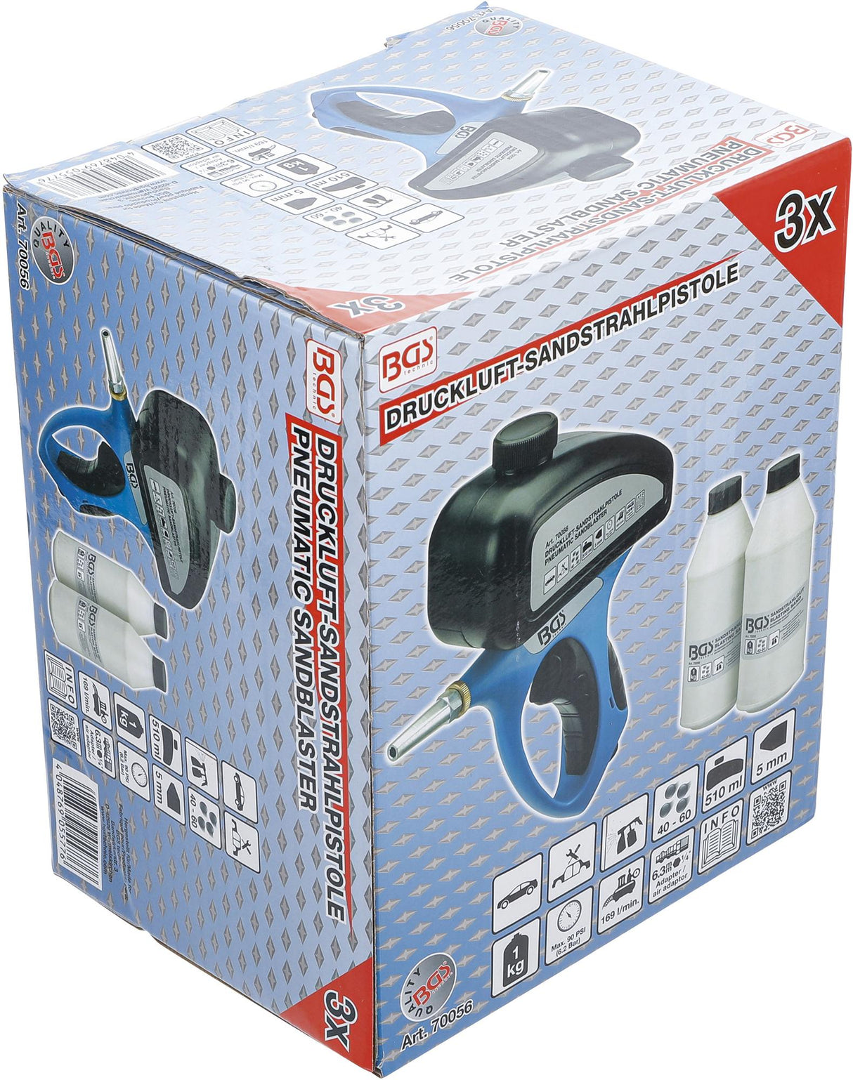 PNEUMATIC SANDBLASTER INCL. ACCESSORIES | 3 PCS. (70056)