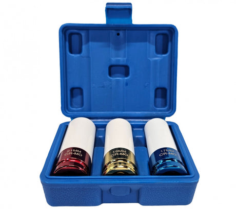 THIN-WALL IMPACT SOCKET SET WITH PROTECTORS | 12.5 MM (1/2") | 17/19/21 MM | 3 PCS. (SK7200)