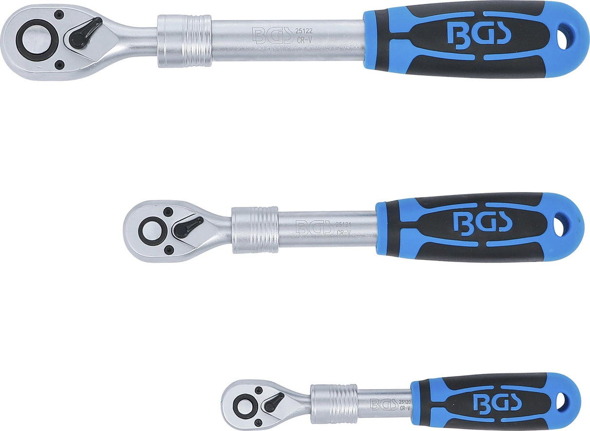 REVERSIBLE RATCHET SET | EXTENDABLE | 6.3 MM (1/4") - 10 MM (3/8") - 12.5 MM (1/2") | 3 PCS. (25123)