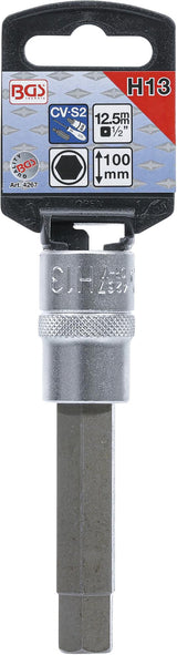 BIT SOCKET | LENGTH 100 MM | 12.5 MM (1/2") DRIVE | INTERNAL HEXAGON 13 MM (4267)
