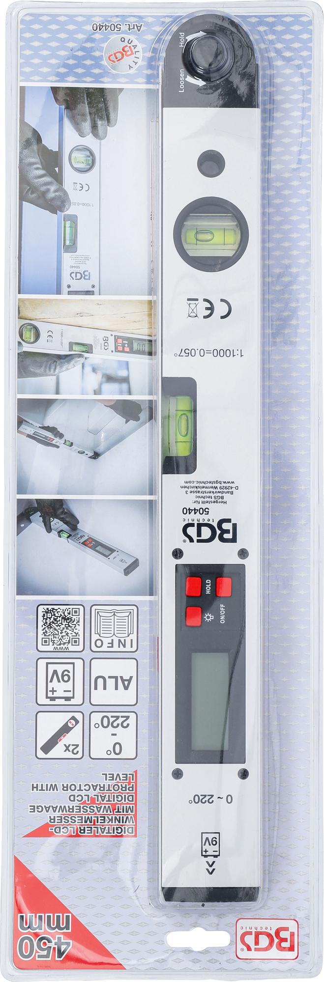 DIGITAL LCD PROTRACTOR WITH LEVEL | 450 MM (50440)