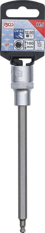 BIT SOCKET | LENGTH 160 MM | 12.5 MM (1/2") DRIVE | INTERNAL HEXAGON WITH BALL HEAD 5 MM (5184-HB5)