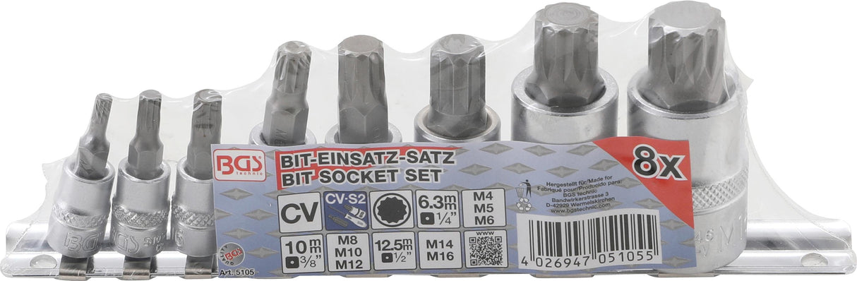 IMPACT BIT SOCKET SET | SPLINE (FOR XZN) | M4 - M16 | 8 PCS. (5105)