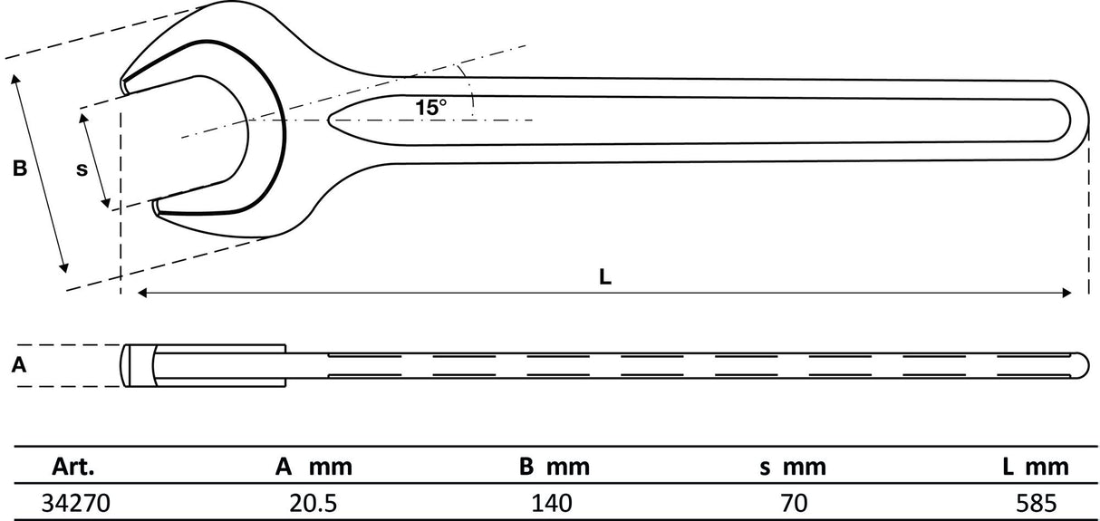 SINGLE OPEN END SPANNER | DIN 894 | 70 MM (34270)