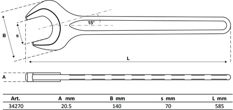 SINGLE OPEN END SPANNER | DIN 894 | 70 MM (34270)