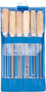 KEY FILE SET | WOODEN HANDLE | 100 MM | 6 PCS. (50204)