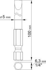 SCREWDRIVER BITS 2PCS-SLOTTED 4;5 L100MM (YT-0484)