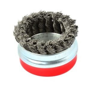 WIRE BRUSH POT TYPE | TWISTED / WITH RING | M14 | Ø 75 MM (ES740075R)