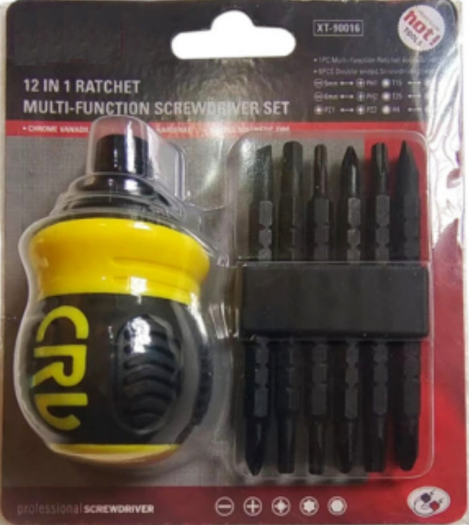 MULTIFUNCTIONAL TELESCOPIC RATCHETING SCREWDRIVER | SHORT | SET | 12 PCS. (RS12S)