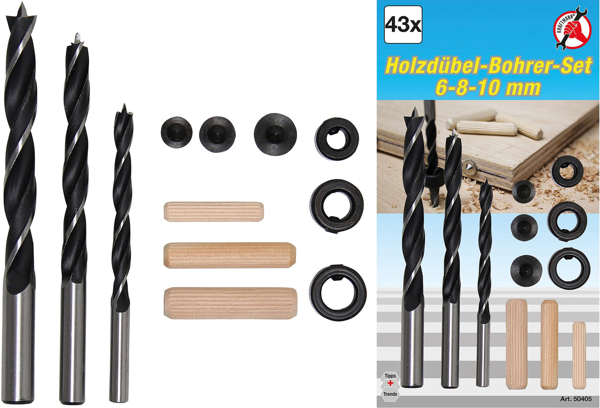 WOODEN DOWEL / DRILL SET | 6 - 10 MM | 43 PCS. (50405)