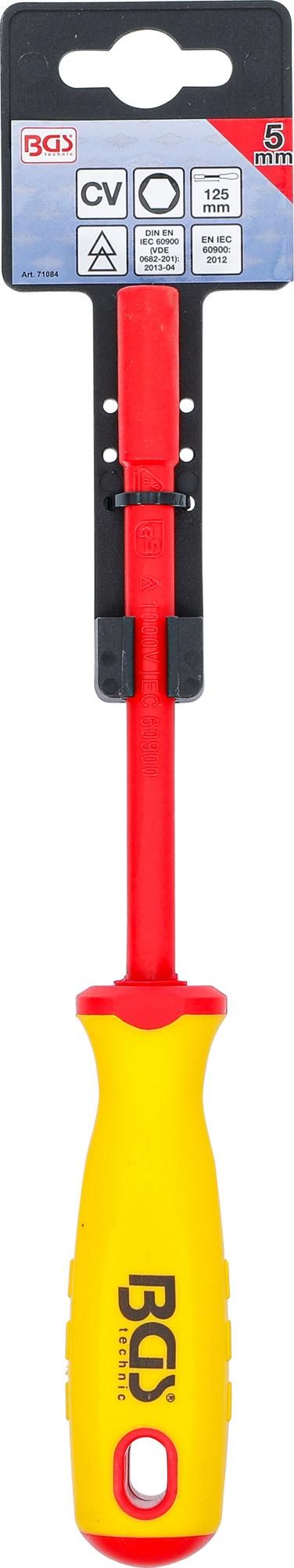 VDE SOCKET SCREWDRIVER | HEXAGON | 5 MM | BLADE LENGTH 125 MM (71084)
