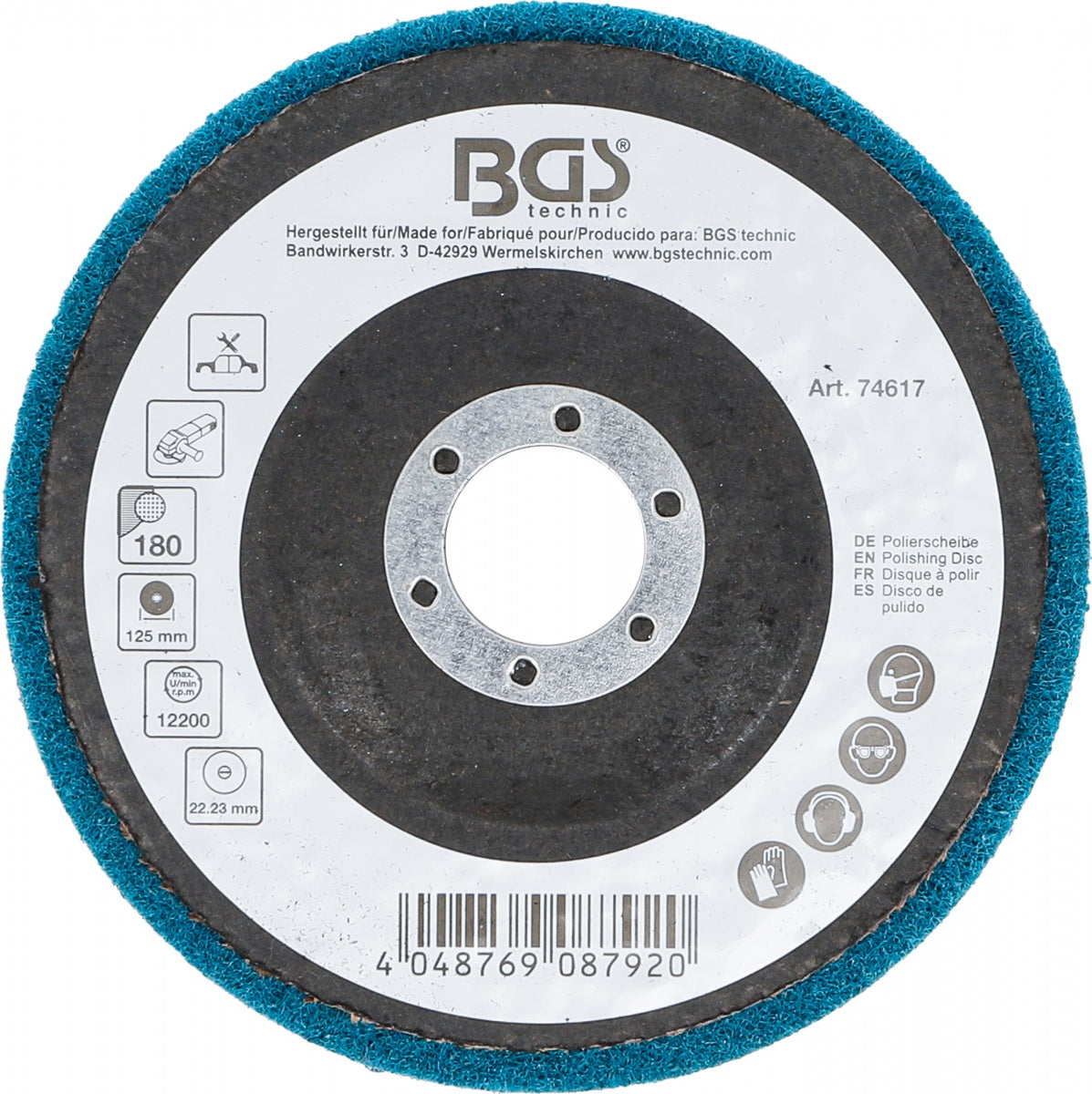 POLISHING DISC | ALUMINUM OXIDE | Ø 125 MM | GRAIN SIZE 180 (74617)