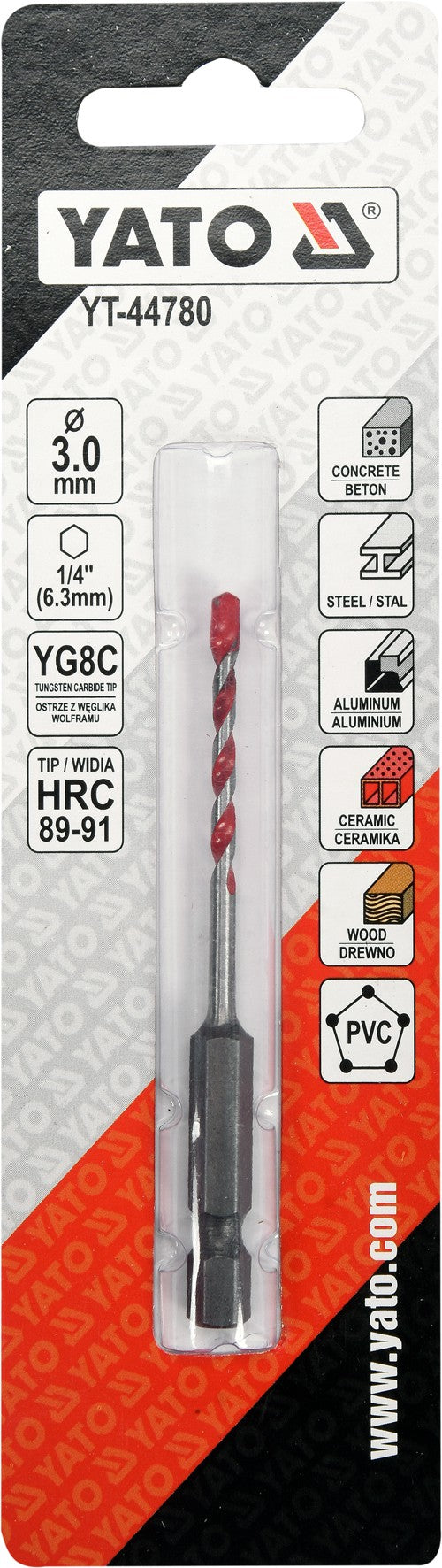 UNIVERSAL DRILL WITH HEX SHANK 3,0MM (YT-44780)