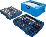 SOCKET, HAMMER, PLIERS, SCREWDRIVER SET | 6.3 MM (1/4") / 12.5 MM (1/2") | BGS SYSTAINER® | 77 PCS. (3357)