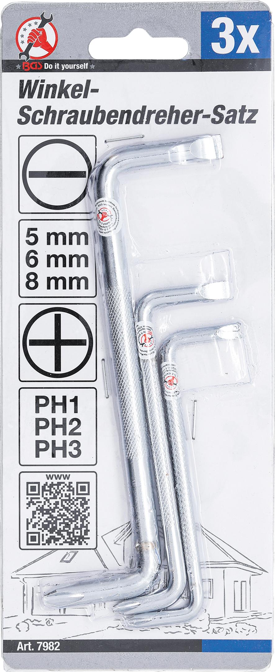L- TYPE WRENCH SET | SLOT SL / CROSS SLOT | 3 PCS. (7982)