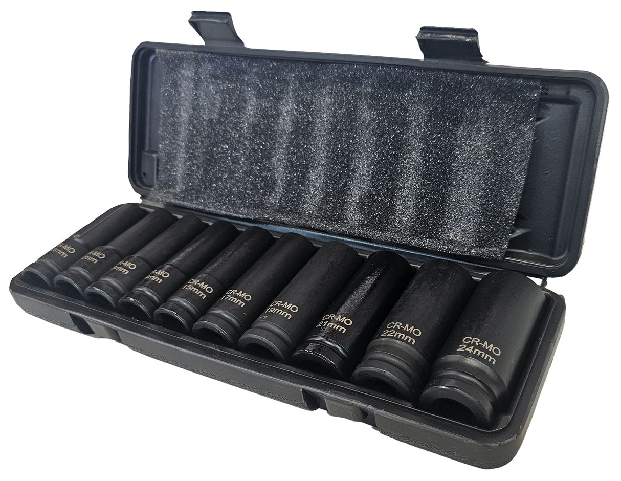 IMPACT SOCKET SET LONG | 12.5 MM (1/2") | 10-24 MM | 10 PCS. (SK1210)
