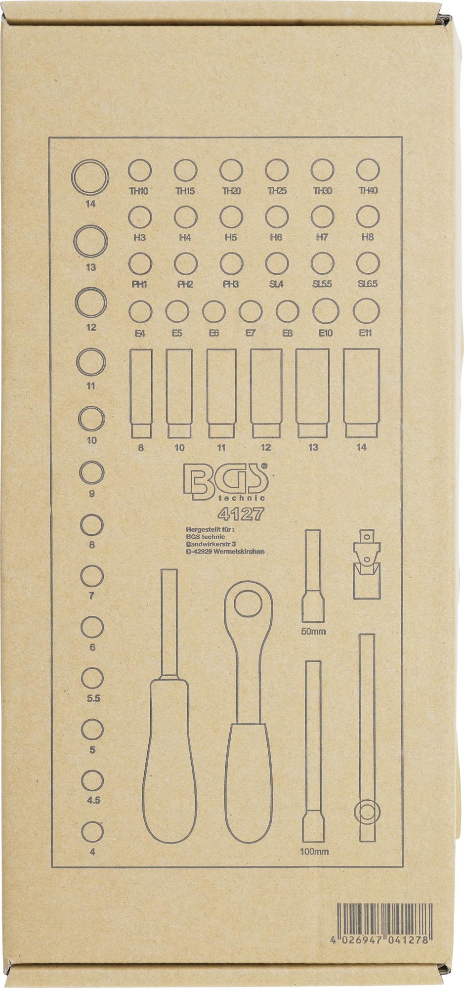 TOOL TRAY 1/3: SOCKET SET | 6.3 MM (1/4 ") | 50 PCS. (4127)