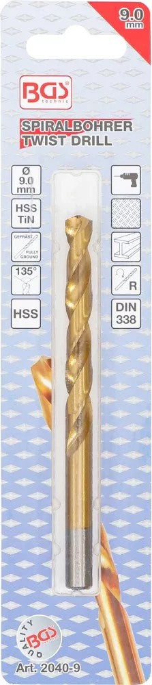 TWIST DRILL | HSS-G | TITANIUM-NITRATED | 9.0 MM (2040-9)