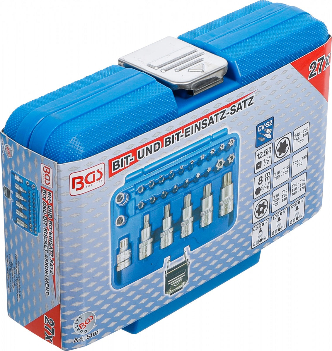 BIT AND BIT SOCKET ASSORTMENT | 12.5 MM (1/2") DRIVE | T-STAR (FOR TORX) | 27 PCS. (5101)