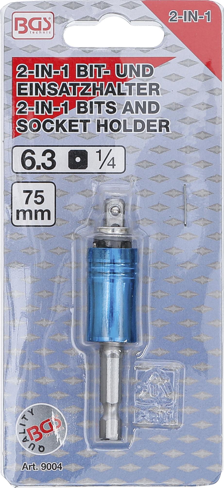 BIT AND SOCKET HOLDER | EXTERNAL SQUARE, INTERNAL HEXAGON 6.3 MM (1/4") | 85 MM (9004)
