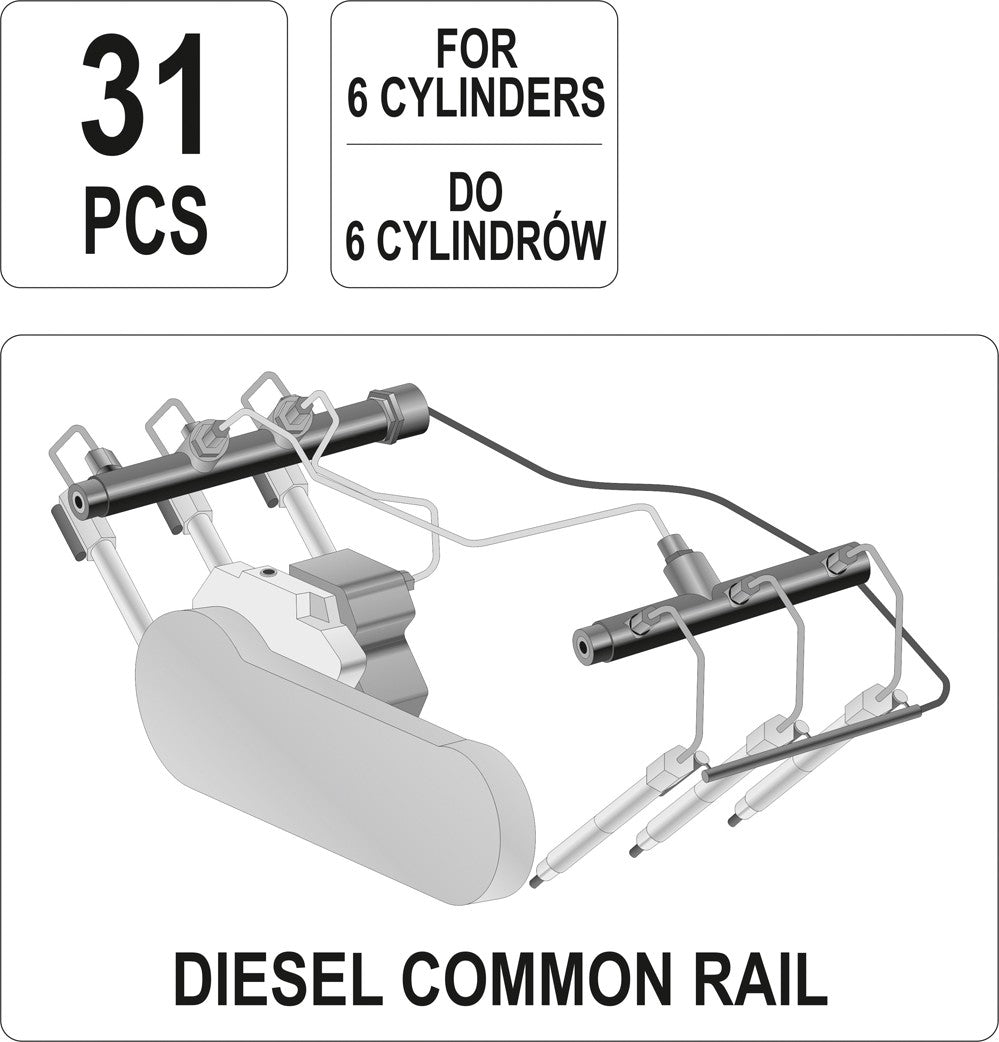 FLOW METER COMMON RAIL ADAPTOR SET 31PCS (YT-7306)