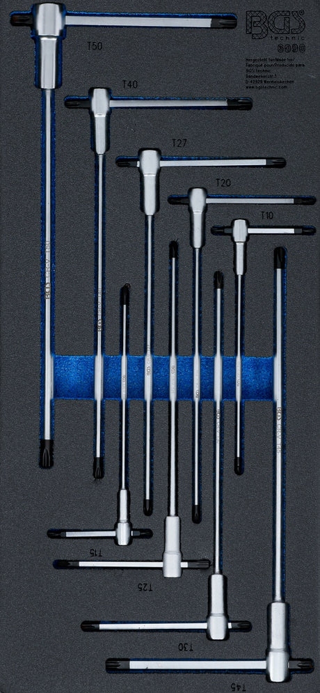TOOL TRAY 1/3: SCREWDRIVER SET WITH SLIDING T-HANDLE | T-STAR (FOR TORX) | T10 - T50 | 9 PCS. (6090)