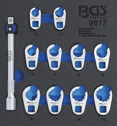 TOOL TRAY 1/6: CROWFOOT SPANNER SET | 10 MM (3/8") | 10 - 19 MM | 11 PCS. (9817)