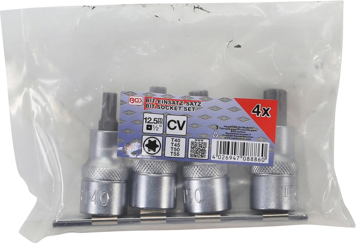 BIT SOCKET SET | 12.5 MM (1/2") DRIVE | T-STAR (FOR TORX) T40 - T55 | 4 PCS. (8886)