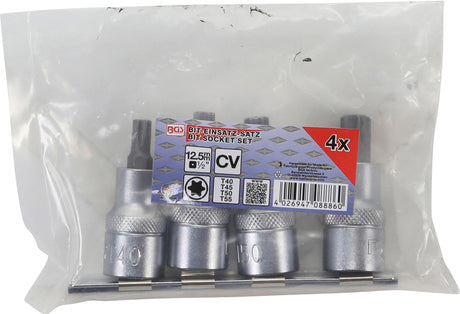 Puristettujen ruuvikärkien sarja | 12,5 mm (1/2") | T-Star (Torx) T40 - T55 | 4 kpl (8886)