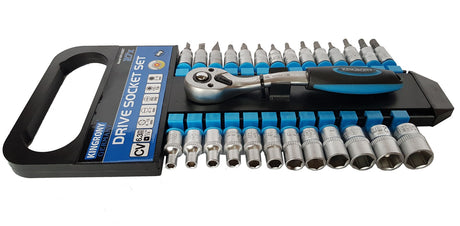 SOCKET AND BIT SET WITH RATCHET | 6.3 MM (1/4") | 4-13 MM | 27 PCS. (KR143027)