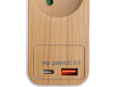 POWER CORD/EXTENSION CORD WITH GROUND (WOOD IMITATION) | 3 SOCKETS + USB | 1.0 MM2 | 1.4 M (72343)