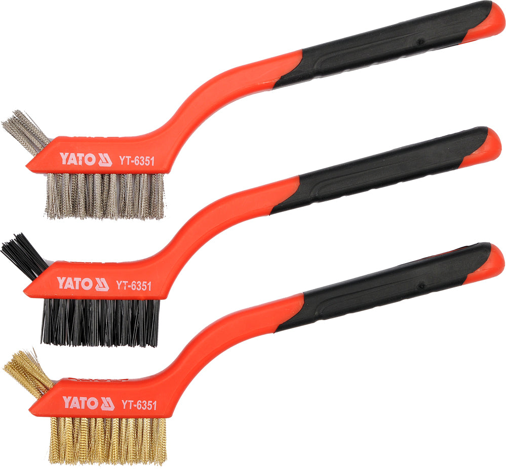 WIRE BRUSH SET 3PCS 3X7 ROWS L=180MM (YT-6351)