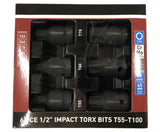 IMPACT BIT SET | 12.5 MM (1/2") | T-STAR (TORX) T55 - T100 | 6 PCS. (S1106)