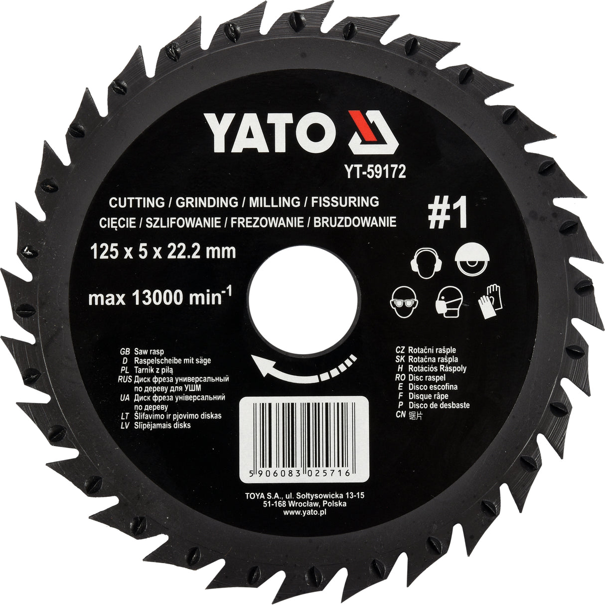 DISC/CUTTER FOR WOOD 125 MM, NO1 (YT-59172)