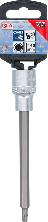 BIT SOCKET | LENGTH 140 MM | 12.5 MM (1/2") DRIVE | SPLINE (FOR XZN) | M5 (4330)
