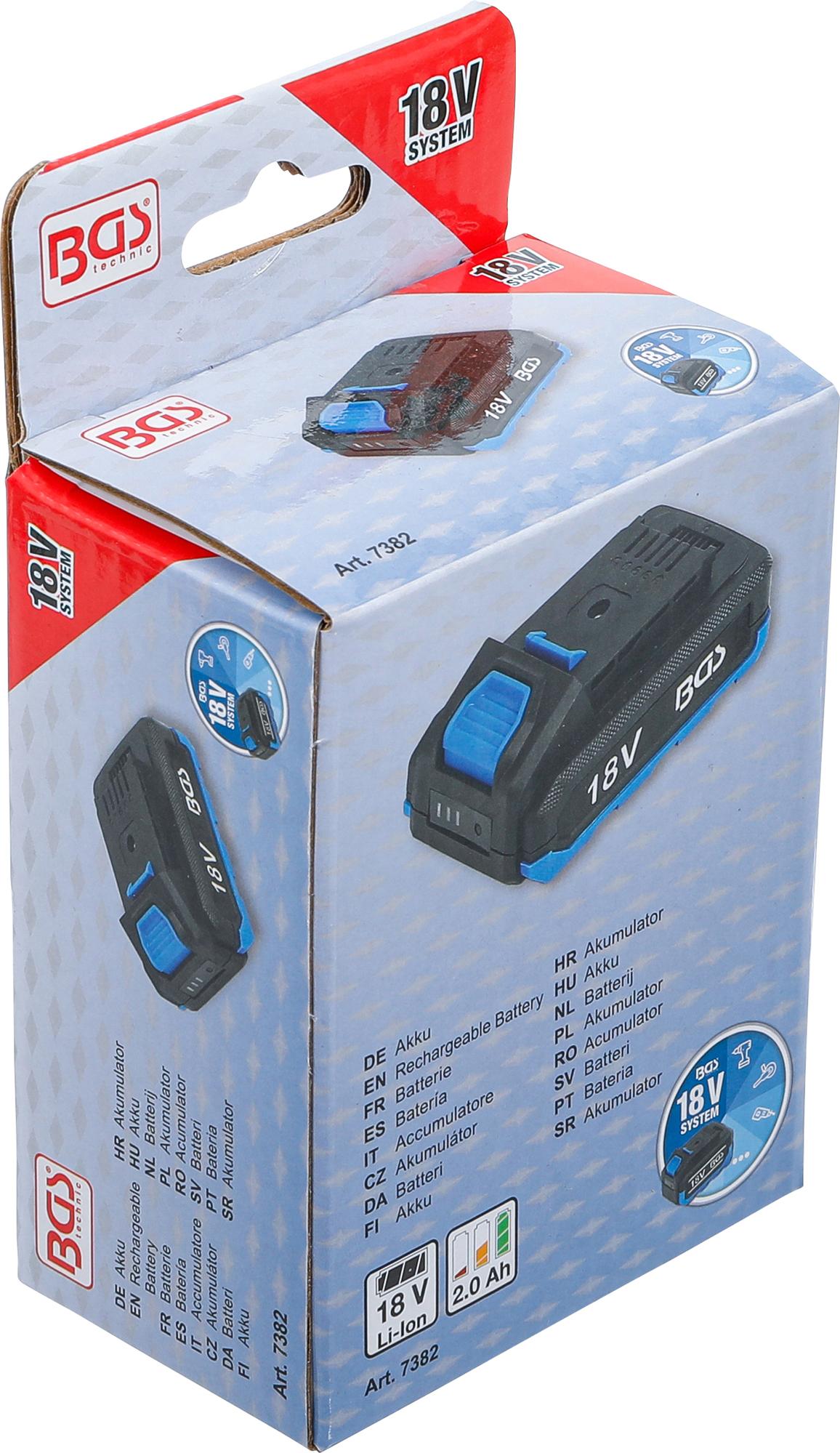RECHARGEABLE BATTERY | 2.0 AH | FOR BGS 18 V CORDLESS SERIES (7382)