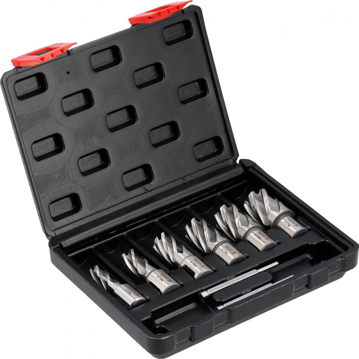 HSS ANNULAR/CORE DRILL BIT SET FOR METAL | WELDON SHANK | 12-27 MM | 8 PCS (YT-43400)