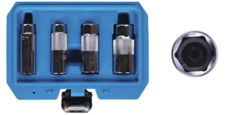 SOCKET SET FOR SPARK PLUGS | WITH RUBBER | 14/16/16 THIN WALL / 21 MM (SPS4)