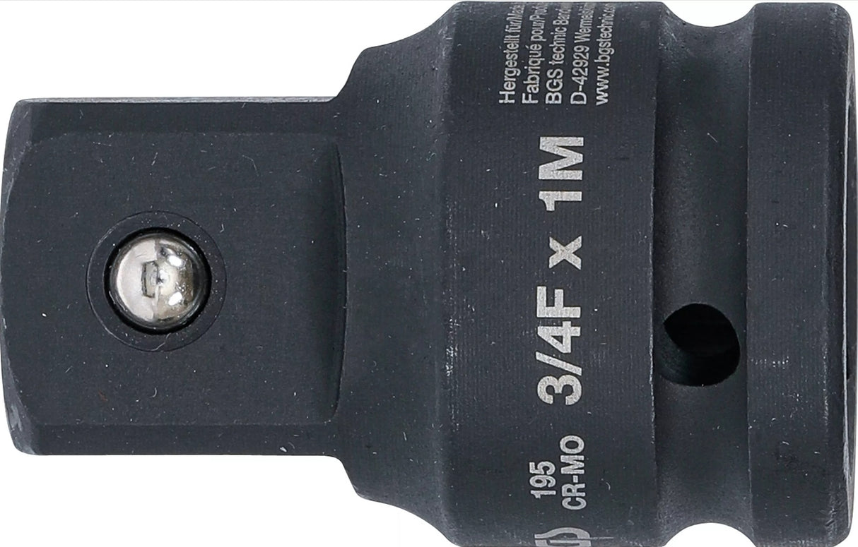 IMPACT SOCKET ADAPTOR | INTERNAL SQUARE 20 MM (3/4") - EXTERNAL SQUARE 25 MM (1") (195)