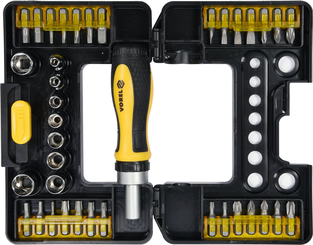 RATCHET SCREWDRIVER WITH SOCKETS AND INTERCHANGEABLE BIT SET 38 PCS. (65023)